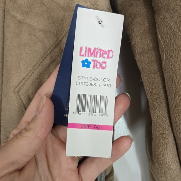 Limited Too girls Moto Jacket 7/8 Khaki Sherpa Tan‎ Neutral NWT Outerwear Zipper - Picture 5 of 13